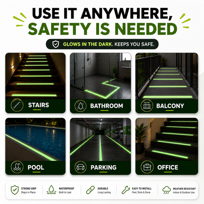 Never Slip Again—Even in Complete Darkness Protect Your Family with Glow-in-the-Dark Anti-Skid Safety Tape